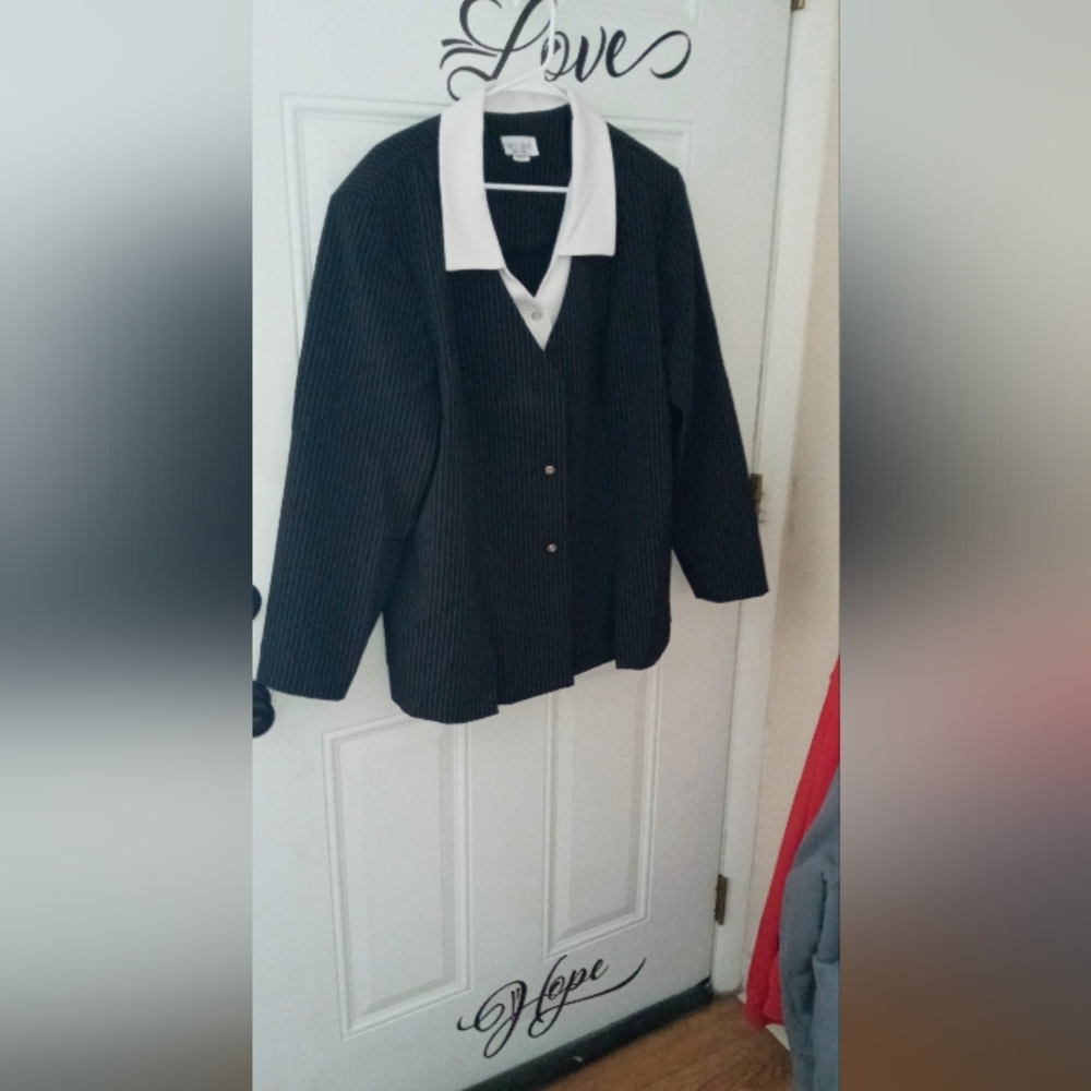 Black pinstripe suit